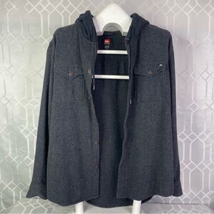 Quiksilver Hooded Flannel Heavyweight Cotton Shirt Men’s Size Large Surf Wear